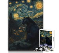 Puzzle per adolescenti 1000 pezzi "Pantera Nera sotto il cielo stellato" per trascorrere il tempo in casa, giochi per famiglie, ottimo regalo per i giochi (dimensioni 50x75cm)