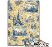 Puzzle per adolescenti 1000 pezzi Parigi Francobollo Collage per adolescenti, per gioco educativo Sfida Giocattolo Regalo di compleanno, Regali, Arte murale (50x75cm)