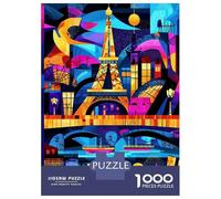 Puzzle Per Adolescenti 1000 Pezzi Paris Colorful Nights - Geometric Eiffel Tower Art Puzzle Per Adulti Giochi Per Famiglie Vacanza in Casa Passatempo Per Compleanno, Natale 52x38cm/1000pcs