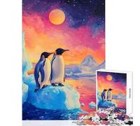 Puzzle per adolescenti 1000 pezzi Pinguini su un iceberg sotto un cielo colorato Giocattolo educativo Regali di Babbo Natale segreto Gioco pratico Rafforza l'amore tra coppie Dimensioni 38x26cm