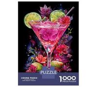Puzzle Per Adolescenti 1000 Pezzi Pink Cocktail with Flowers Puzzle Per Adulti Gioco Pratico Decorazione Perfetta Compleanni E Regali 38x26cm/1000pcs