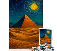 Puzzle per adolescenti 1000 pezzi Piramide egizia sotto un cielo stellato vorticoso Giocattolo Decorazione da parete Idee regalo Gioco rompicapo Migliora l'amore tra coppie Dimensioni 38x26cm