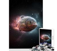 Puzzle per adolescenti 1000 pezzi Piranha nello spazio Giocattolo educativo Ottimo regalo per giochi Giochi per famiglie Allena il tuo cervello e le tue mani Dimensioni 38x26cm