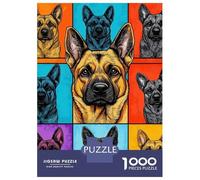 Puzzle Per Adolescenti 1000 Pezzi Pop Art German Shepherd Puzzle Per Adulti Giochi Per Famiglie Vacanza in Casa Passatempo Per Compleanno, Natale 52x38cm/1000pcs