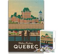 Puzzle per adolescenti 1000 pezzi Poster di viaggio della città di Quebec Rompicapo Giochi per famiglie Decorazione artistica per la casa Regali di compleanno Dimensioni 38x52cm