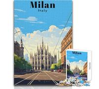 Puzzle per adolescenti 1000 pezzi Poster di viaggio di Milano, Italia, giocattolo, gioco intellettuale, migliora la memoria, regali di compleanno, dimensioni 38x26cm