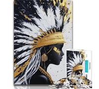 Puzzle per adolescenti 1000 pezzi Principessa indiana dorata, sfida difficile antistress, ogni pezzo è unico - gioco divertente e stimolante per tutta la famiglia (38x26cm)