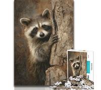 Puzzle per adolescenti 1000 pezzi Procione su un albero Puzzle per adolescenti impegnativo affare difficile come regalo per tutta la famiglia 75x50cm