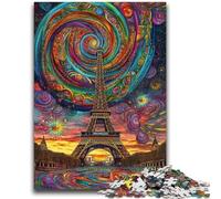 Puzzle per adolescenti 1000 pezzi Psichedelico Eiffel Giochi educativi Decorazione per la casa Gioco educativo per compleanno, Natale 50x75cm