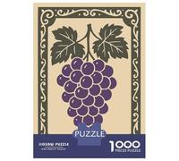Puzzle Per Adolescenti 1000 Pezzi Purple Grapes Illustration with Decorative Border Puzzle Per Adulti Giocattolo Decorazione Da Parete Un'opera D'arte Regali Unici Per Compleanno E Altro 70x50cm/1000p