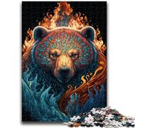 Puzzle per adolescenti 1000 pezzi Puzzle Orso Fuoco Acqua Giocattolo educativo antistress Interazione genitore-figlio per ragazzi dai 14 anni in su 50x75cm