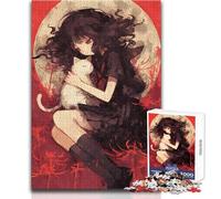 Puzzle per adolescenti 1000 pezzi Ragazza anime che si coccola con un gatto Giochi educativi Taglio di precisione Regali di Babbo Natale segreto Dimensioni 38x52cm