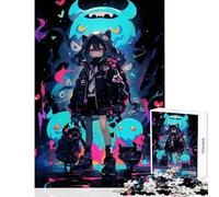 Puzzle per adolescenti 1000 pezzi Ragazza anime con creature luminose Giocattolo educativo Regalo di compleanno Gioco rompicapo Difficile e stimolante Dimensioni 38x52cm