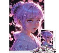 Puzzle per adolescenti 1000 pezzi Ragazza anime primaverile con capelli viola Giocattolo educativo Regali di Babbo Natale segreto Gioco pratico Migliora l'amore tra coppie Dimensioni 38x52cm