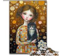 Puzzle per adolescenti 1000 pezzi ragazza e gatto, giocattoli da gioco, ogni pezzo è unico - gioco divertente e stimolante per tutta la famiglia per bambini dai 14 anni dimensioni 50x75cm
