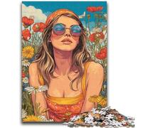Puzzle per adolescenti 1000 pezzi Ragazza tra i fiori di campo Giocattoli estivi Giochi educativi Antistress Adatto per la decorazione della scrivania 26x38cm