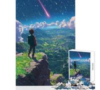 Puzzle per adolescenti 1000 pezzi Ragazzo anime che guarda una pioggia di meteoriti Giocattoli antistress Regali di Babbo Natale segreto Gioco rompicapo Attività divertenti a casa dimensioni 38x26cm