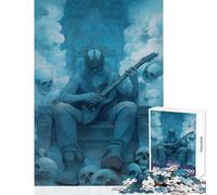 Puzzle per adolescenti 1000 pezzi Re con chitarra su trono teschio Decorazione per la casa Giocattoli Regalo di compleanno per gioco educativo Attività divertenti a casa Dimensioni 50x75cm