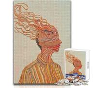 Puzzle per adolescenti 1000 pezzi Ritratto astratto con strisce Giocattoli Giochi educativi Sfida difficile Regali di Babbo Natale segreto Dimensioni 50x75cm