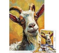 Puzzle per adolescenti 1000 pezzi Ritratto di capra sorridente Dipinto Giocattolo educativo Regali di compleanno Gioco impossibile Rafforza l'amore tra coppie (dimensioni 38x26cm)