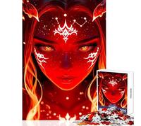 Puzzle per adolescenti 1000 pezzi Ritratto di donna demone rosso fuoco Decorazione da parete Giocattolo Idee regalo Gioco rompicapo Migliora l'amore tra coppie Dimensioni 38x26cm