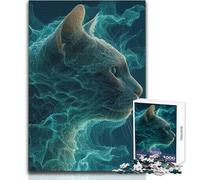 Puzzle per adolescenti 1000 pezzi Ritratto di gatto astratto Giocattoli Giochi educativi Sfida difficile Regali di Babbo Natale segreto Dimensioni 50x75cm