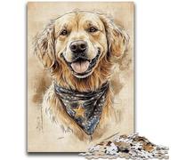 Puzzle per adolescenti 1000 pezzi Ritratto di Golden Retriever 1000 pezzi per adulti, antistress Sfida difficile Regali di Babbo Natale segreto (50x75cm)