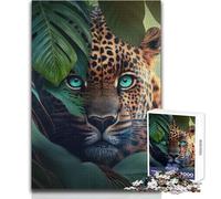 Puzzle per adolescenti 1000 pezzi Ritratto di leopardo nella giungla Perfetto passatempo rilassante Giocattolo professionale dal taglio netto Dimensioni 50x75cm