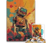 Puzzle per adolescenti 1000 pezzi Robot retrò nella città al neon Gioco di sfida unico Sfida difficile Regalo di compleanno 38x26cm (1000 pezzi)