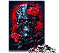 Puzzle per adolescenti 1000 pezzi Robot Skull con rosa Allena il tuo cervello e le tue mani Interazione genitore-figlio per età 14+ 50x75cm