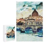 Puzzle per adolescenti 1000 pezzi Roma Cityscape with Bridge Puzzle Per Adulti Giochi Relax Difficile Sfida Unici Regali di Compleanno 1000 Pezzi