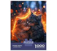 Puzzle Per Adolescenti 1000 Pezzi Romantic Cat Couple Puzzle Fai Da Te Giocattoli Staycation Passatempo Regali Unici Di Compleanno E Natale 38x26cm/1000pcs