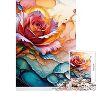 Puzzle per adolescenti 1000 pezzi Rosa astratta con elementi artistici fluidi Decorazione per la casa Giocattoli Regalo divertente Gioco pratico Interessante Riduzione dello stress Dimensioni 38x52cm