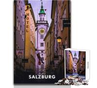 Puzzle per adolescenti 1000 pezzi Salisburgo, Austria︰ Paesaggio urbano e torre dell'orologio Gioco educativo per famiglie Migliora la memoria Regali di Babbo Natale segreto Dimensioni 50x75cm