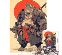 Puzzle per adolescenti 1000 pezzi Samurai Ippopotamo Giocattolo Decorazione da parete Opera d'arte Regalo Gioco per famiglie Interazione genitore-figlio Dimensioni 38x26cm