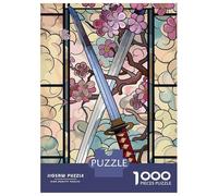 Puzzle Per Adolescenti 1000 Pezzi Samurai Swords And Cherry Blossoms Puzzle Per Adulti Gioco Rompicapo Migliora La Memoria Aiuta Ad Allenare Il Cervello 52x38cm/1000pcs