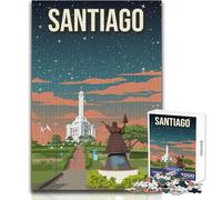 Puzzle per adolescenti 1000 pezzi Santiago, Repubblica Dominicana Pixel Art Rompicapo Giochi per famiglie Decorazione artistica per la casa Regali di compleanno Dimensioni 38x26cm
