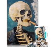 Puzzle per adolescenti 1000 pezzi Scheletro che fuma, antistress Sfida difficile Ogni pezzo è unico - Gioco divertente e stimolante per tutta la famiglia 38x26cm