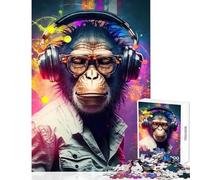 Puzzle per adolescenti 1000 pezzi Scimmia Cuffie DJ Giocattolo musicale Decorazione da parete Regali per donne Uomini Giochi rilassanti Decompressione intellettuale Dimensioni 38x52cm