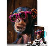 Puzzle per adolescenti 1000 pezzi Scimpanzé con gli occhiali, aiuta il cervello a esercitare i giocattoli avvincenti per coltivare la pazienza, regalo per compleanni (75x50cm)