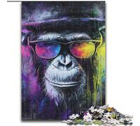 Puzzle per adolescenti 1000 pezzi Scimpanzé con gli occhiali, allena il tuo cervello e le tue mani, regali di compleanno unici per età 14+ (dimensioni 26x38cm)