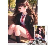 Puzzle per adolescenti 1000 pezzi Scolaretta in un parco Giocattolo Decorazione da parete Regali di Babbo Natale segreto Gioco impossibile Rafforza l'amore tra coppie Dimensioni 50x75cm