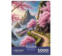 Puzzle Per Adolescenti 1000 Pezzi Serene Mountain Path with Cherry Blossoms Puzzle Per Adulti Gioco Rompicapo Corsa Di Velocità Delle Mani Attività Divertenti A Casa 38x26cm/1000pcs