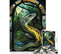 Puzzle per adolescenti 1000 pezzi Serpente di mare Vetrate colorate Giocattolo educativo Ottimo regalo per giochi Giochi per famiglie Allena il tuo cervello e le tue mani Dimensioni 38x26cm