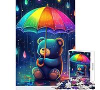Puzzle per adolescenti 1000 pezzi Simpatico orso arcobaleno pioggia giocattolo educativo Ottimo regalo per giochi Giochi per famiglie Allena il tuo cervello e le tue mani Dimensioni 38x26cm