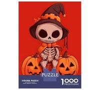 Puzzle Per Adolescenti 1000 Pezzi Skeleton Witch on Pumpkins Puzzle Per Adulti Giocattolo Decorazione Da Parete Un'opera D'arte Regali Unici Per Compleanno E Natale 70x50cm/1000pcs