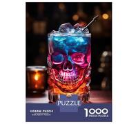 Puzzle Per Adolescenti 1000 Pezzi Skull-Shaped Cocktail Glass Puzzle Per Adolescenti Giochi Rilassanti Regali Per Donne Per Compleanno, Natale 52x38cm/1000pcs