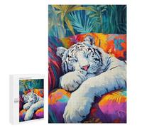 Puzzle Per Adolescenti 1000 Pezzi Sleeping White Tiger Puzzle Per Adulti Giochi Rilassanti Corsa Velocità Mano Sfidante Risolvere 1000 Pezzi