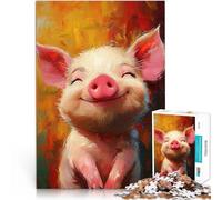 puzzle per adolescenti 1000 pezzi Smiling Happy Pig Interessante Stressreduzierung Tolle Geschenke und Spielzeuge70x100cm