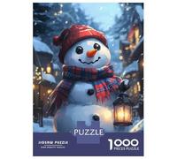 Puzzle Per Adolescenti 1000 Pezzi Smiling Snowman with Lantern Christmas Puzzle Per Adulti Giochi Per Famiglie Vacanza in Casa Passatempo Per Compleanno, Natale 52x38cm/1000pcs